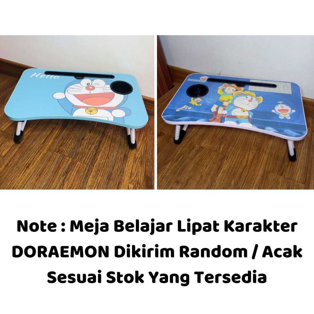 Meja Lipat Karakter / Folding Table dengan Slot Tempat Buku Tablet Hp Gelas Botol Anti Air Untuk Belajar Anak Kerja Menulis Menggambar Main Laptop Model Kartun Lucu / Alat Perlengkapan Sekolah Kantor PAUD TK SD SMP SMA Super Kokoh Meja Kasur Lantai Duduk