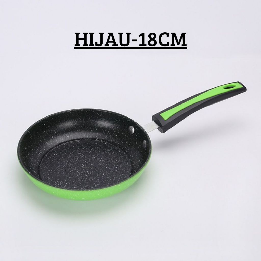 Teflon Serbaguna 18 CM Anti Lengket Frypan Ring - Alat Wajan Penggorengan Bentuk Bulat Gagang Panjang Untuk Goreng Tumis Rebus Non-stick / Panci Tempat Memasak Praktis Tahan Karat Food Grade / Peralatan Dapur Perlengkapan Rumah Tangga Multifungsi