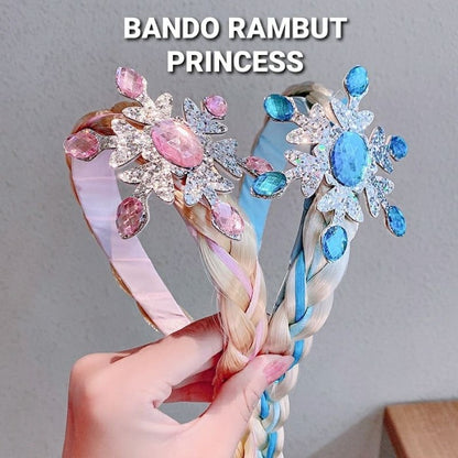 Bando Rambut Anak Perempuan Palsu /  Hair Wig Style Rapunzel Frozen / Bandana Hiasan Kepala Anak Rambut Palsu Kepang Panjang Motif Lucu / Aksesoris Fashion Kostum Princess Elsa Bahan Tebal Anti Patah Acc Wanita Simple