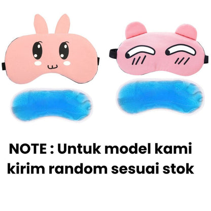 Penutup Mata Karakter Ekspresi / Sleeping Eye Mask / Masker Tutup Kantung Tidur Motif Boneka Lucu Bahan Halus Lembut / Eye Cover Cute Dengan Es Gel Pendingin Panas Rileksasi Untuk Travelling Pesawat Kereta Mobil Multifungsi