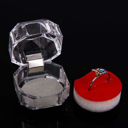 Kotak Cincin Anting - Jewerly Ring Box Mika Cristal Transparan / Wadah Organizer Perhiasan Emas Anting Busa Tebal / Tempat Penyimpanan Batu Kristal Bentuk Unik / Kristal Akrilik Untuk Lamaran Pernikahan Tunangan Hadiah wedding Sangjit Tea Pai Seserahan