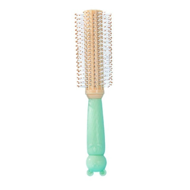 Cermin - Sisir Gagang Bunny Bulat Oval Roll Silikon Gigi Halus Lembut Mirror Comb Handle Travel / Sikat Pijat Rambut Lurus Keriting Basah Kering Anti Rontok Anti Kusut / Kaca Rias Makeup Wajah Motif Karakter Lucu Kecantikan Anak Dewasa Macaron Silicone