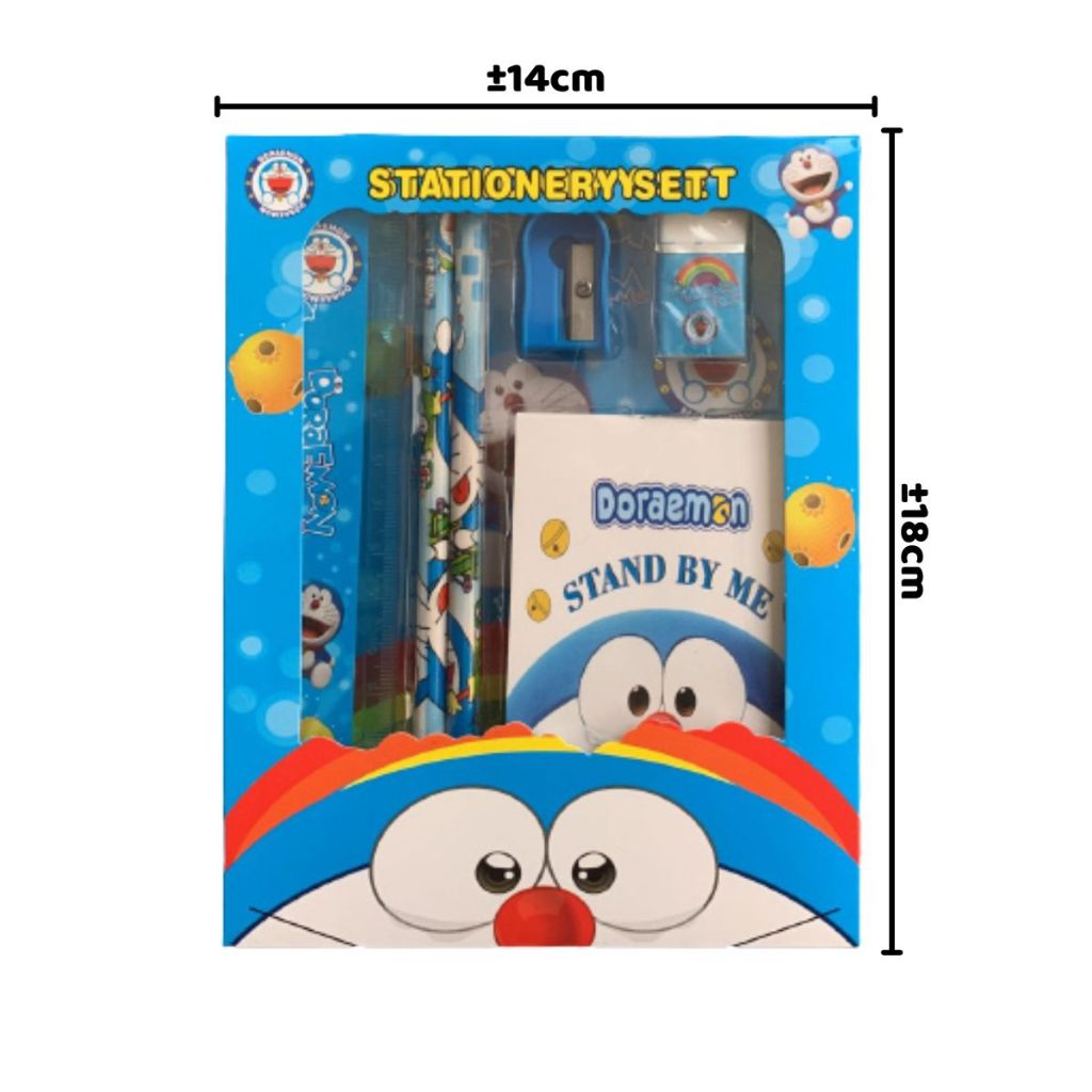 Alat Tulis 6in1 + NOTES Karakter Lucu / Paket Lengkap Kotak Box Pensil Penghapus Penggaris Rautan Buku Gambar Kartun Imut / Set Mini Stationery Character Isi 6 Pcs ATK Perlengkapan Anak Sekolah Hadiah Kado Ulang Tahun Souvenir Spiderman Mickey Mouse Mini