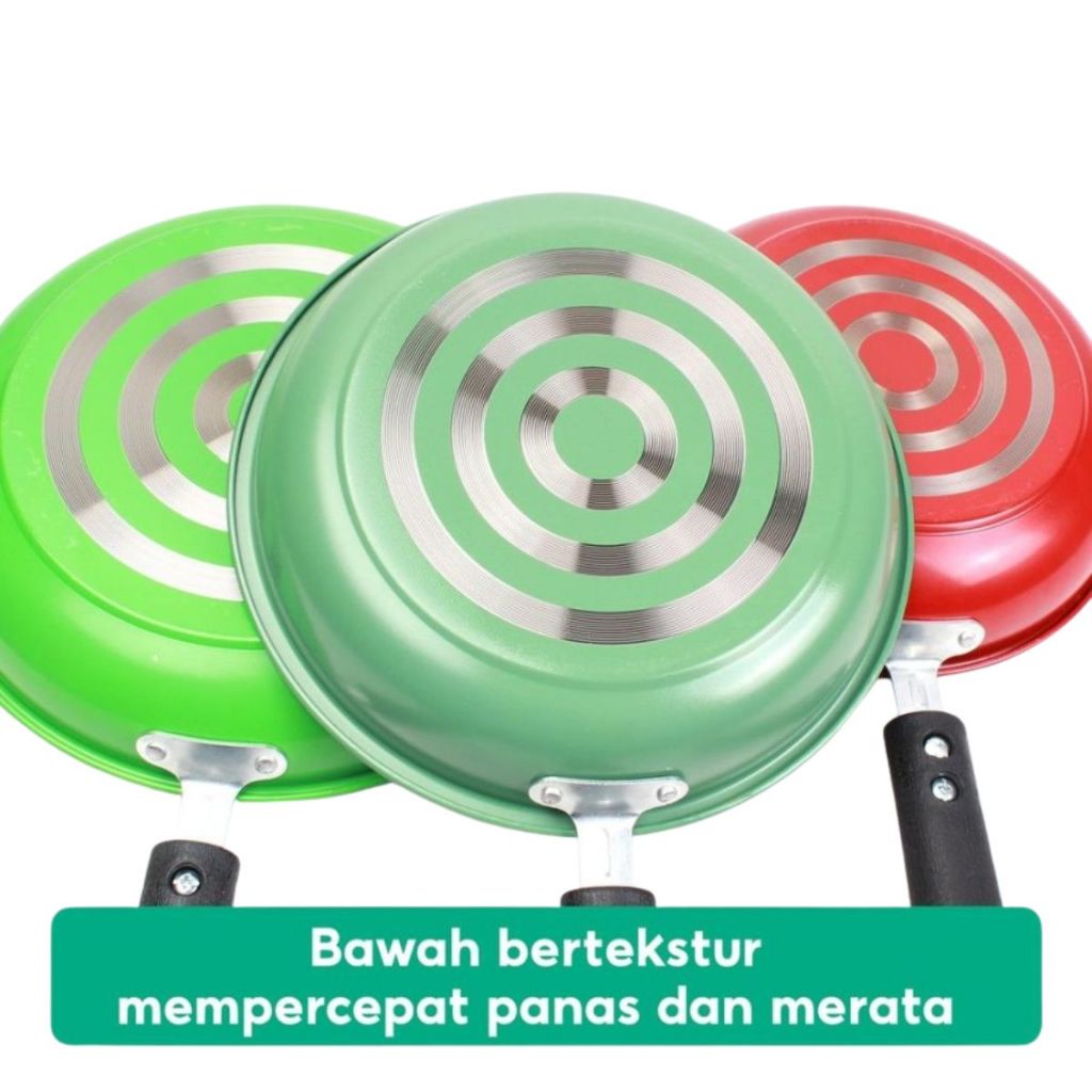 Teflon Anti Lengket 20 22 24 cm Black Frying Pan Ring - Wajan Penggorengan Panci Gagang Panjang Bentuk Bulat Menumis Merebus Non-stick Goreng Tumis Rebus / Tempat Memasak Food Grade Alat Perlengkapan Dapur Multifungsi Anti Slip 20cm 22cm 24cm