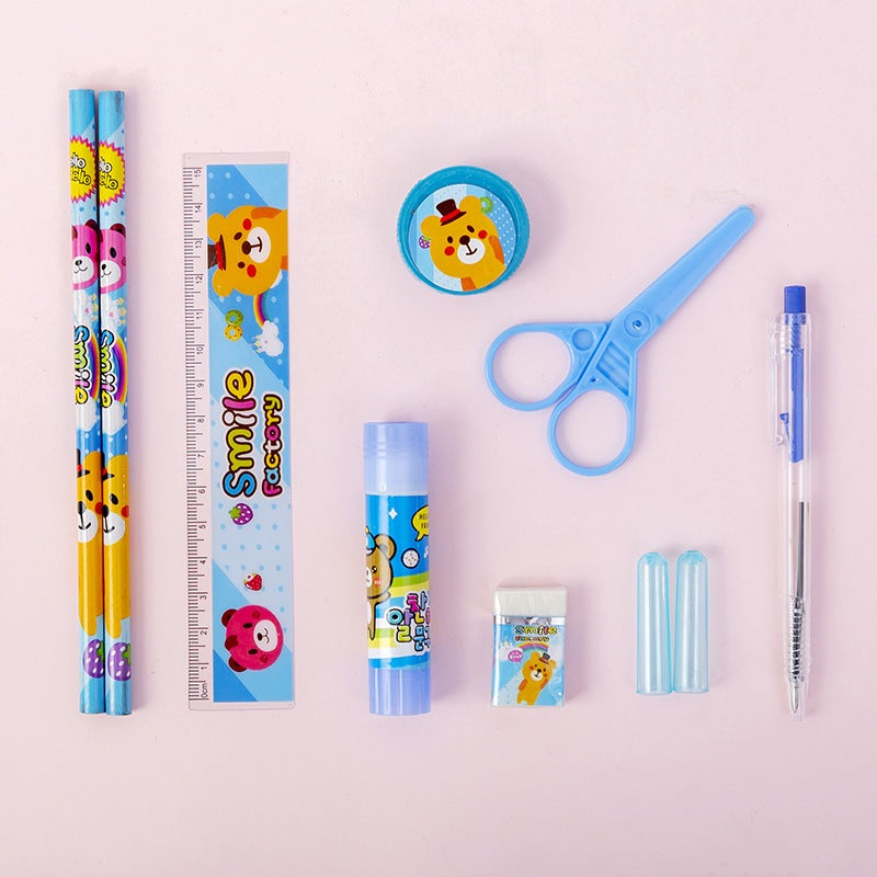 Pensil Set 9in1 Karakter Lucu / Paket Lengkap Alat Tulis Tutup Pensil Pulpen Penghapus Penggaris Rautan Lem Gunting Kertas Gambar kartun Imut / Mini Stationery Character 9 Pcs ATK Perlengkapan Menulis Anak Sekolah Hadiah Kado Ulang Tahun Souvenir SD PAUD