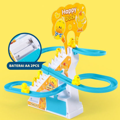 Mainan Anak Track Tangga Seluncur Bebek Mini Naik Tangga Otomatis / Small Happy Duck Train Track Racing Permainan Edukasi Melatih Ketangkasan & Motorik Bayi Balita / Toys Maenan Slide Edukatif Dengan Musik Lampu Bentuk Lucu Hadiah Kado Ulang Tahun 2 3 4 5