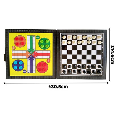 Magnetic Board Game 5in1 - Permainan Papan Catur Magnet Portable 5 in 1 / Games Family Mainan Ludo Ular Tangga Halma Checkers Catur Maenan Edukasi Melatih Ketangkasan Kreativitas Hadiah Ulang Tahun Kado Goody Bag Anak Sahabat Teman Pacar Cafe Travel Size