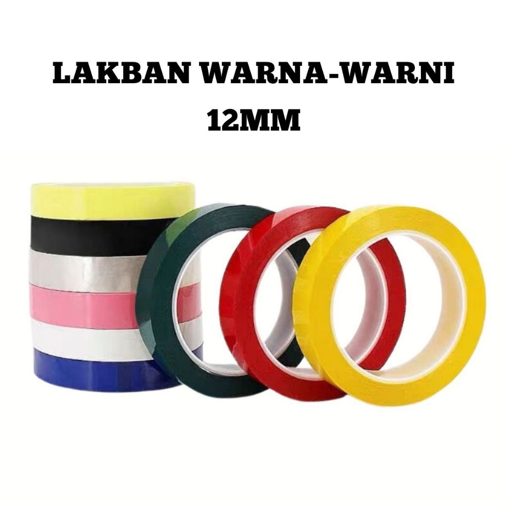 Lakban Warna-Warni 12mm Isolasi Warna 12 mm x 50 Yard - 1 Pcs/Roll (Full Meter)