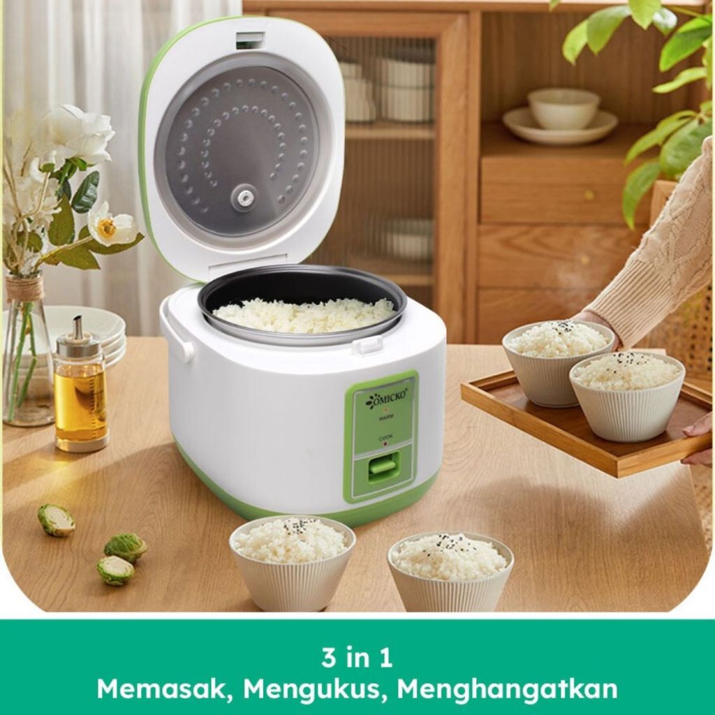 Magic Com 1.2L Omicko / Rice Cooker Mesin Penanak Nasi Rebus Kukus Ukuran 1.2 Liter Anti Lengket Multifungsi