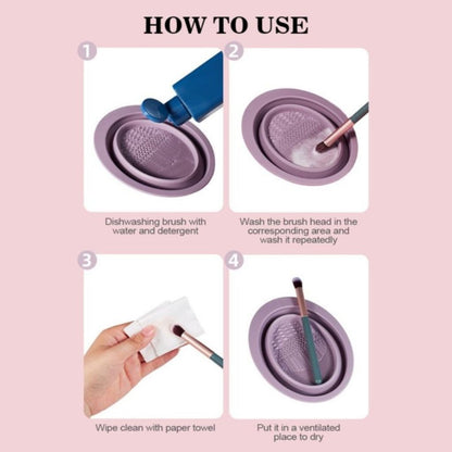 Mangkok Silikon Pembersih Kuas Kosmetik Makeup Brush Cleaner Multifungsi