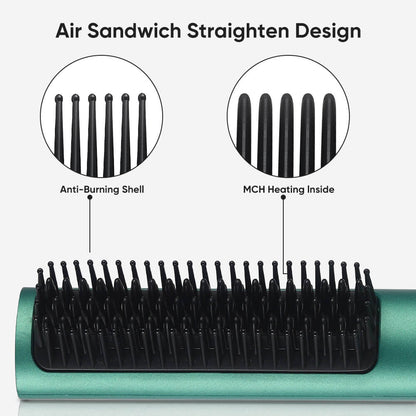 Sisir Catok Pelurus & Keriting Rambut 2in1 ION Tidak Merusak Rambut / Catokan Listrik Hair Brush Straightener Curler Comb Stylish Elektrik Travel Smoothing Rebonding Alat Peralatan Styling