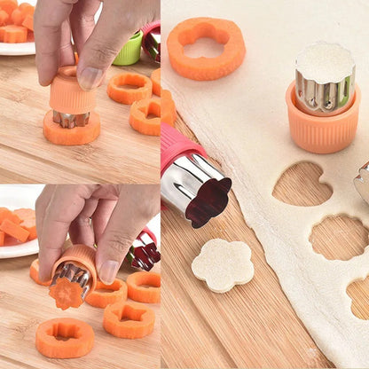 Cetakan Pemotong Buah Sayur Kue Wortel Bahan Stainless Steel / Cookie Cutter Alat Pencetak Cookies Roti Nugget Bento Bentuk Gambar Lucu / Cetakan Dekorasi Bekal Anak Sekolah Multifungsi Anti Karat Tahan Lama Food Grade Decor Decoration Dekor Hias