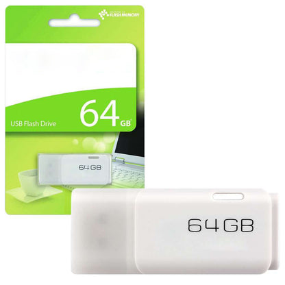 Flashdisk 64GB USB 64 GB Flash Disk Drive Transmemory Transfer Data Flashdish Murah Putih Komputer