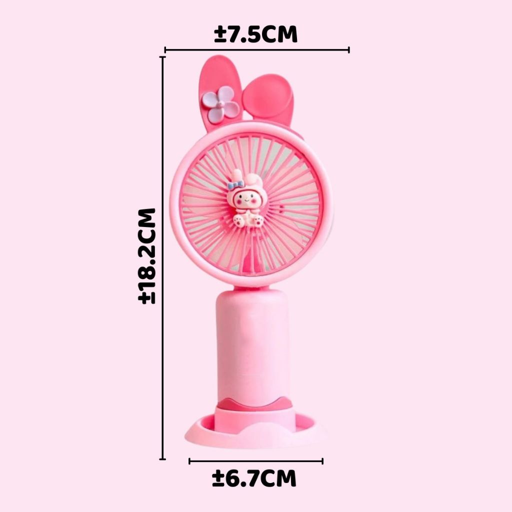 Kipas Angin Genggam Tangan Motif Sanrio + Stand Penyangga HP / Handy Mini Fan Portable Rechargeable Elektrik / Kipas Pendingin Karakter Lucu Travel Size Untuk Kantor Sekolah Travelling Outdoor Konser Piknik Pantai Jogging Jalan Luar Ruangan Serbaguna