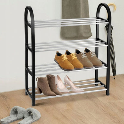 Rak Sepatu Stainless 4 Susun Minimalis / Assembled Shoe Rack / Tempat Penyimpanan Sandal 4 Layer Aesthetic Super Kokoh Anti Karat Berkualitas Untuk Hadiah Kado Pernikahan Pindah Rumah Baru Multifungsi