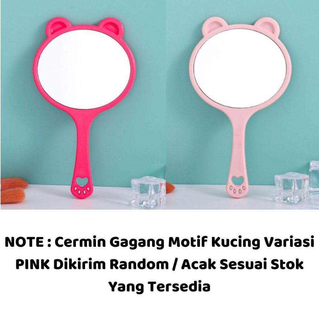 Cermin Gagang Motif Kucing / Kaca Mini Aksesoris make Up Compact Tas Meja Kantor Rumah Untuk Hadiah Kado Ulang Tahun Souvenir Pernikahan Multifungsi