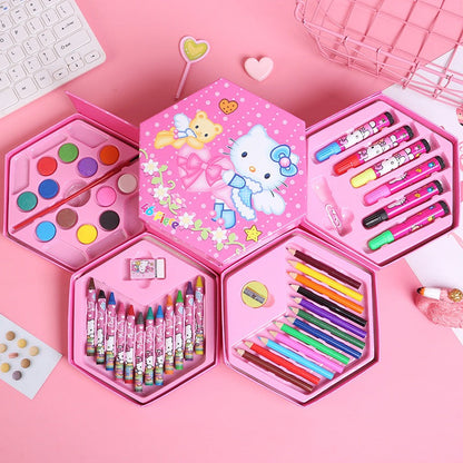 Crayon Set Karakter 46 Pcs - Peralatan Menggambar Mewarnai Isi 46pcs Krayon Pencil Warna Cat Air Spidol Box Kartun Lucu Paket Kit Supplies Painting Set Alat Tulis Seni Lukis Perlengkapan Sekolah Edukasi Anak Bermain Belajar Hadiah Kado Ulang Tahun SD PAUD