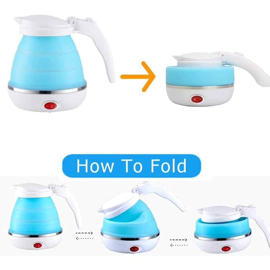 Teko Listrik Portable / Teko Lipat Mini Alat Pemanas Air 600ml Untuk Kopi Susu Teh Elektrik Low Watt / Folding Kettle Electric Bahan Silicone Berkualitas BPA FREE / Ketel Elektrik Untuk Travelling Camping Piknik Hiking Backpacker Travel Size Multifungsi