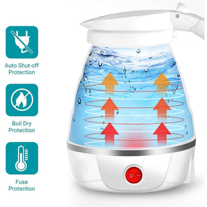 Teko Listrik Portable / Teko Lipat Mini Alat Pemanas Air 600ml Untuk Kopi Susu Teh Elektrik Low Watt / Folding Kettle Electric Bahan Silicone Berkualitas BPA FREE / Ketel Elektrik Untuk Travelling Camping Piknik Hiking Backpacker Travel Size Multifungsi