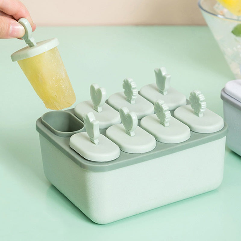 Cetakan Ice Cream 8 Slot Dengan Gagang / Alat Pencetak Puding Agar-agar Jelly Coklat Yogurt Es Krim Popsicle Ice Sorbet Loli Anti Pecah / Mold Stick With Handle / Wadah Tempat Cetak 8 Sekat Unik Bahan Plastik PP Food Grade Multifungsi