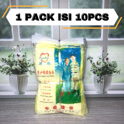 JAS HUJAN PLASTIK Sekali Pakai Poncho Rain Coat Plastic Disposable Emergency baju Lengan Darurat