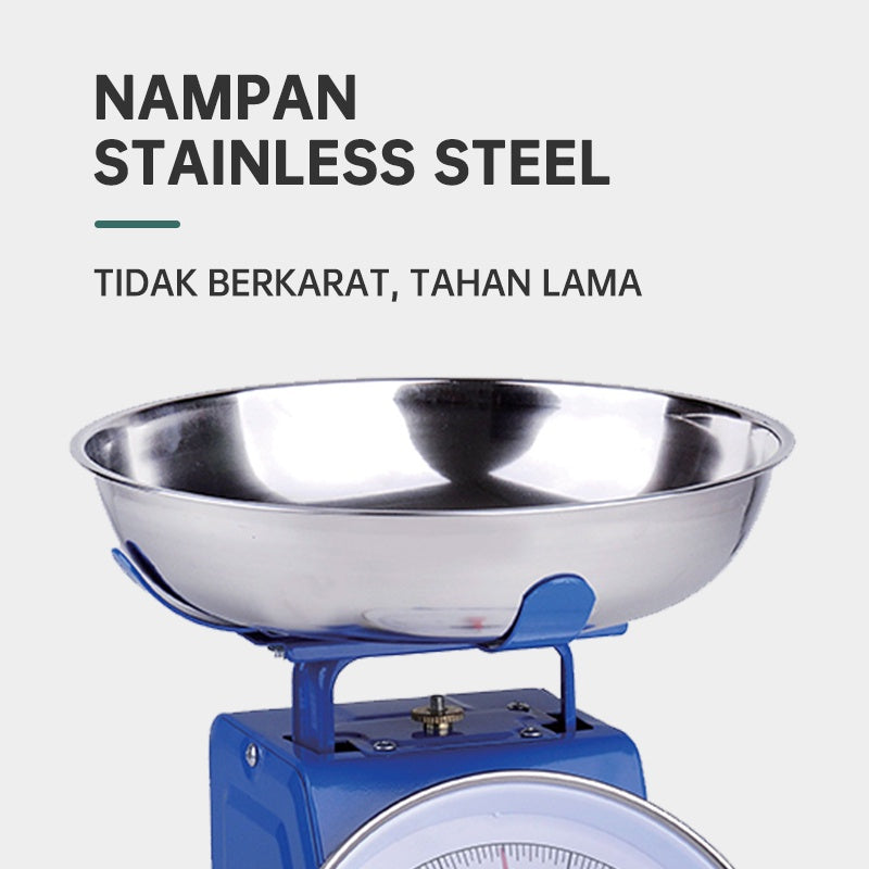 Timbangan Jarum Analog 5 10 15 20 Kg Dengan Mangkok / Kitchen Scale Alat Timbang Berat Garis Ukur Manual Buah Sayur Telur Kue Tepung Ikan Daging Bahan Besi Stainless Anti Karat / Peralatan Dapur Perlengkapan Rumah Tangga Pasar Warung Multifungsi Termurah