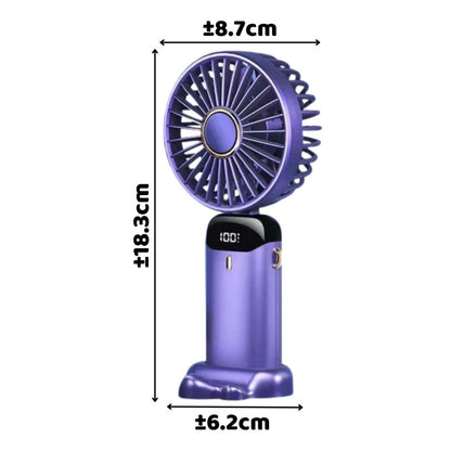 Kipas Angin Lipat LED Display Portable Mini USB Handheld Fan 5-Speed Wind / Kipas Leher Dengan Aromaterapi Rechargeable Elektrik Type C Kantor Sekolah Luar Ruangan Olahraga Taman Camping Jalan Piknik Nonton Konser Make Up Skincare Emergency Bus Serbaguna