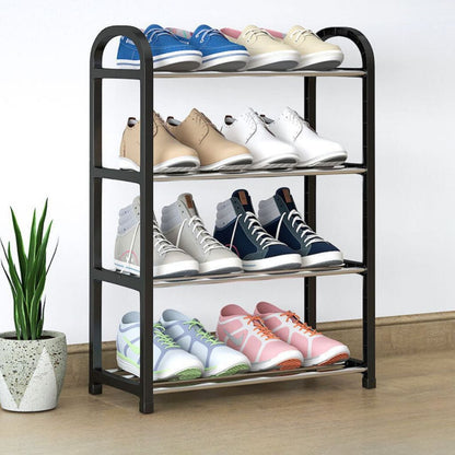 Rak Sepatu Stainless 4 Susun Minimalis / Assembled Shoe Rack / Tempat Penyimpanan Sandal 4 Layer Aesthetic Super Kokoh Anti Karat Berkualitas Untuk Hadiah Kado Pernikahan Pindah Rumah Baru Multifungsi