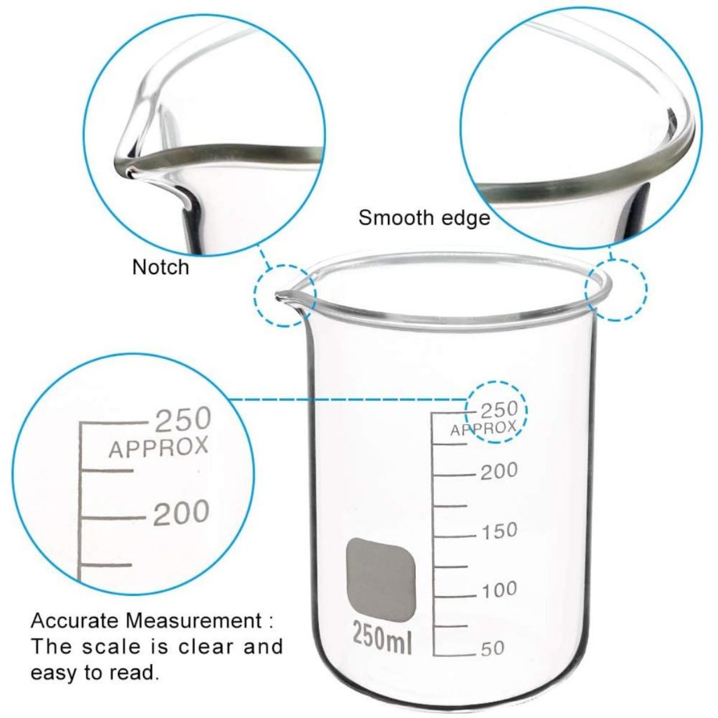 Gelas Ukur Erlenmeyer Model Labu Beaker Bahan Acrylic 250ml / Cup Takar Transparan Uji Cairan Kimia LAB Multifungsi