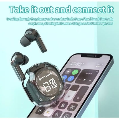 Headset Bluetooth TWS Air31 Wireless LED Display Transparan / Earphone Bass Stereo In-Ear Handsfree Earbuds Hifi Sound Microphone Running Gym Olahraga Sepeda Hiking Fitness Tombol Play Plause Call Volume Next Macaron Color