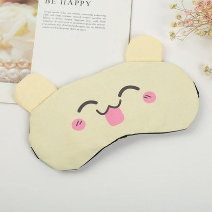 Penutup Mata Karakter Ekspresi / Sleeping Eye Mask / Masker Tutup Kantung Tidur Motif Boneka Lucu Bahan Halus Lembut / Eye Cover Cute Dengan Es Gel Pendingin Panas Rileksasi Untuk Travelling Pesawat Kereta Mobil Multifungsi