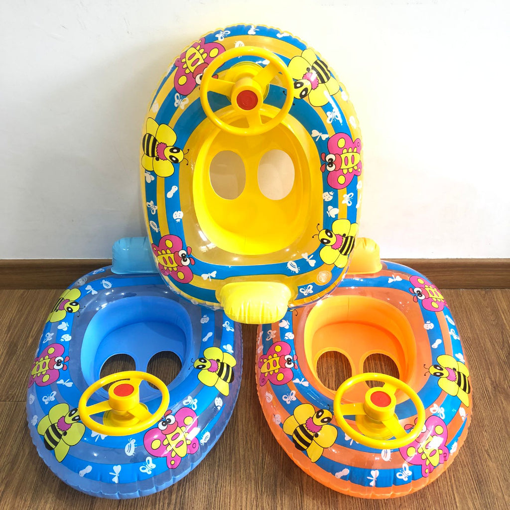 Pelampung Renang Duduk Bayi Karakter Perahu Ada Setir / Baby Swim Trainer / Ban Berenang Stir Anak / Ring Safety Baby Boat Sea Alat Bantu Mengapung Balita Ada Klakson