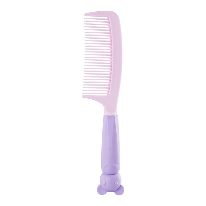 Cermin - Sisir Gagang Bunny Bulat Oval Roll Silikon Gigi Halus Lembut Mirror Comb Handle Travel / Sikat Pijat Rambut Lurus Keriting Basah Kering Anti Rontok Anti Kusut / Kaca Rias Makeup Wajah Motif Karakter Lucu Kecantikan Anak Dewasa Macaron Silicone