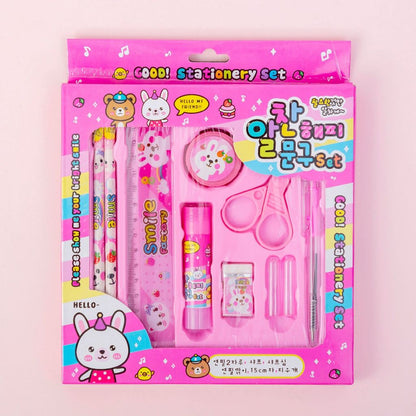 Pensil Set 9in1 Karakter Lucu / Paket Lengkap Alat Tulis Tutup Pensil Pulpen Penghapus Penggaris Rautan Lem Gunting Kertas Gambar kartun Imut / Mini Stationery Character 9 Pcs ATK Perlengkapan Menulis Anak Sekolah Hadiah Kado Ulang Tahun Souvenir SD PAUD