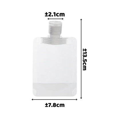 Botol Refill Transparan 30 50 100 ml / FlipTop Organizer Pouch / Kantong Plastik Mini Tutup Wadah Isi Ulang Sabun Cair Shampoo Conditioner Lotion Cream Kosmetik Gel Liquid Travel Bottle/ Tempat Penyimpanan Alat Make Up Mandi Anti Air Waterproof