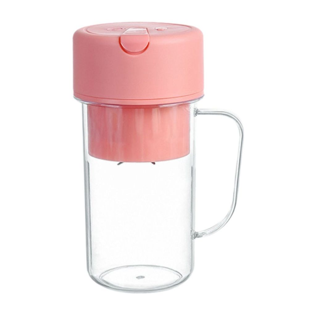 Blender Portable Mini Free Sedotan Silicone / Botol Alat Pembuat Minuman Jus Buah Sayur Elektrik Tanpa Colok Listrik / Juicer Cup 6 Mata Pisau Rechargeable / Gelas Gagang Penggiling Juice 340ml Praktis Travel Bottle Size Kantor Olahraga Kuliah Multifungsi