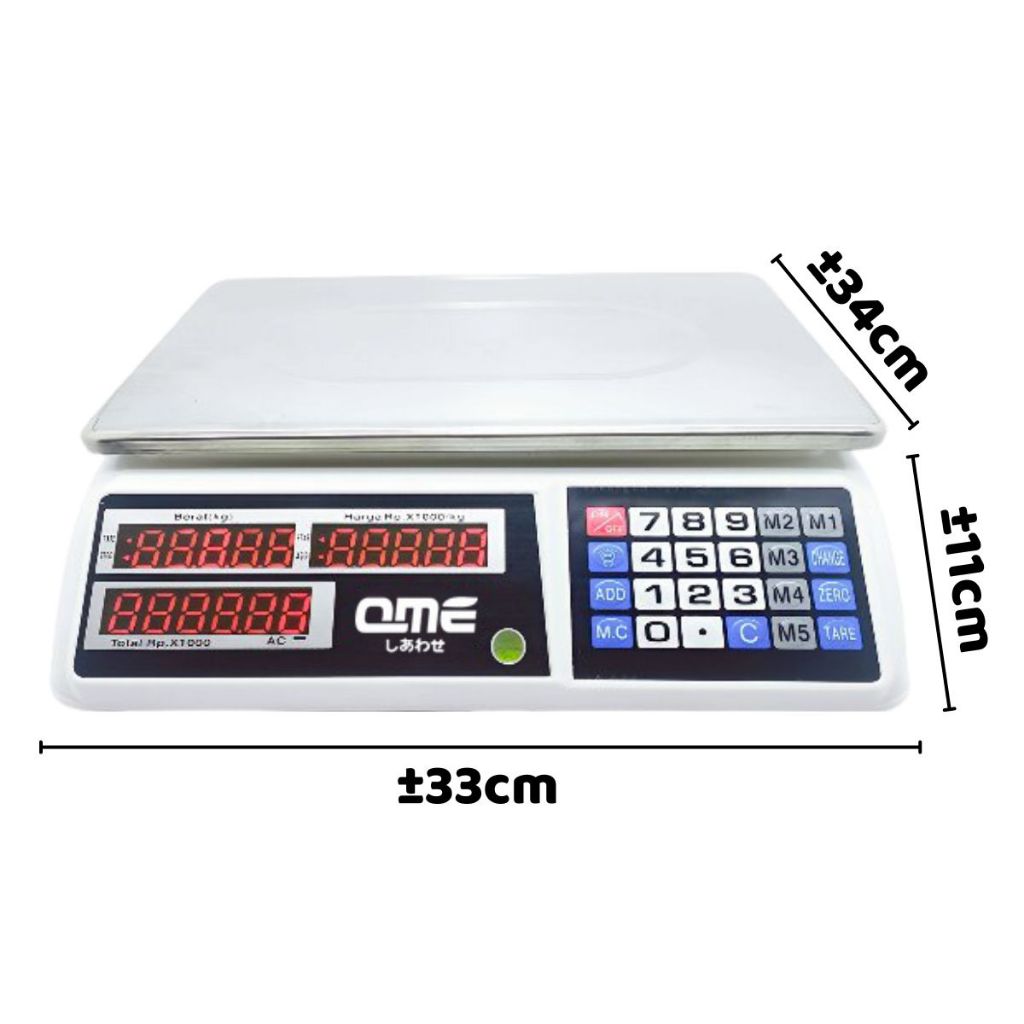 Timbangan Buah QME Digital 40kg / Computing Scale Double Display Mode Zero Tare Kalkulator Tambah Harga Jumlah Total / Alat Timbang Berat Elektrik Buah Sayur Daging Ikan Usaha Laundry Warung Sembako Toko Swalayan Dapur Pasar Supermarket Kitchen Serbaguna