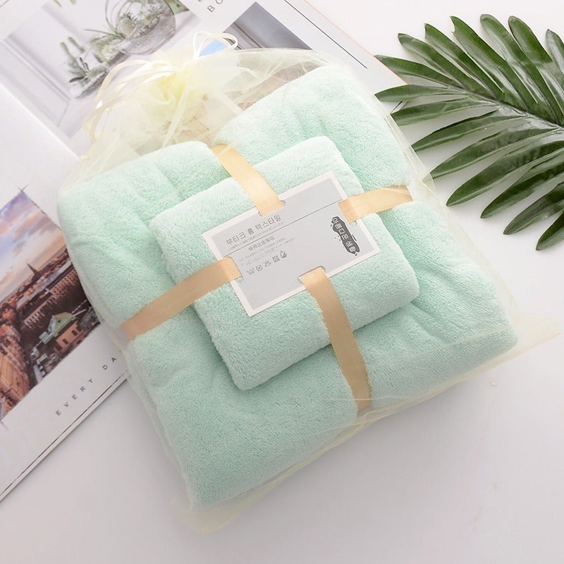 Set Handuk Mandi 2in1 Bahan Halus / Quick Drying Bath Towel Kain Bulu Karang Lembut Tebal Serap Air Cepat Kering / Handuk Badan Wajah Anak Dewasa Warna Pastel Untuk Hadiah Kado Pernikahan Souvenir Pindah Rumah Tukar Kado Serbaguna Berkualitas