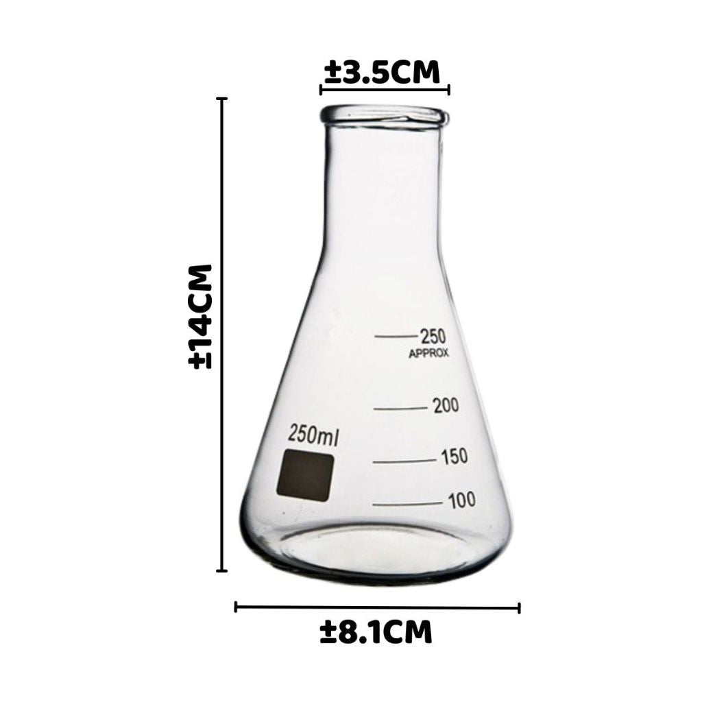 Gelas Ukur Erlenmeyer Model Labu Beaker Bahan Acrylic 250ml / Cup Takar Transparan Uji Cairan Kimia LAB Multifungsi