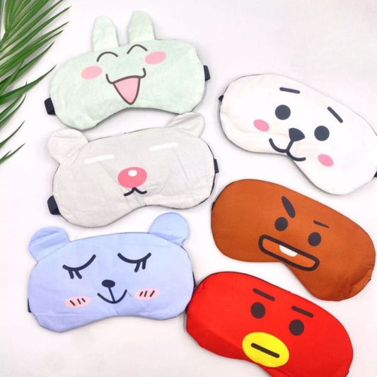 Penutup Mata Karakter Ekspresi / Sleeping Eye Mask / Masker Tutup Kantung Tidur Motif Boneka Lucu Bahan Halus Lembut / Eye Cover Cute Dengan Es Gel Pendingin Panas Rileksasi Untuk Travelling Pesawat Kereta Mobil Multifungsi