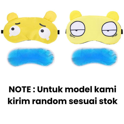 Penutup Mata Karakter Ekspresi / Sleeping Eye Mask / Masker Tutup Kantung Tidur Motif Boneka Lucu Bahan Halus Lembut / Eye Cover Cute Dengan Es Gel Pendingin Panas Rileksasi Untuk Travelling Pesawat Kereta Mobil Multifungsi