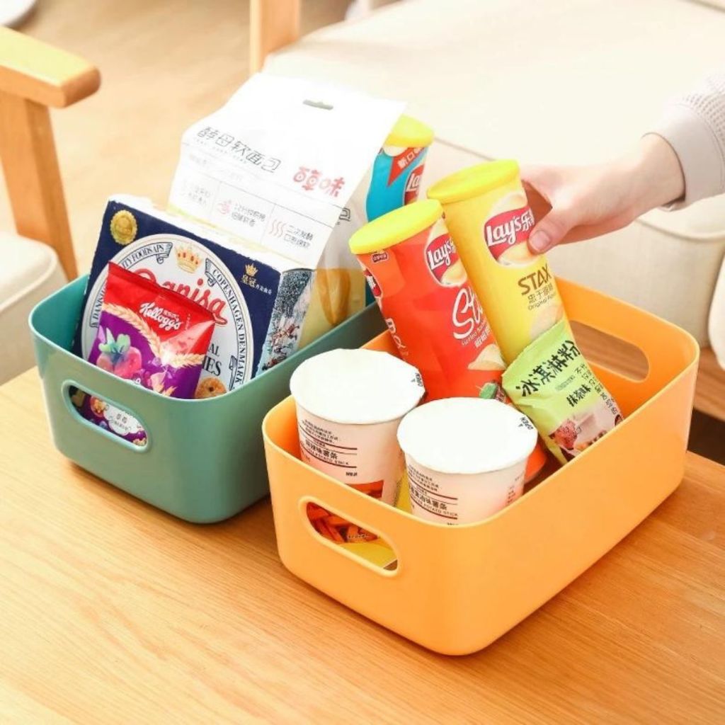 Kotak Penyimpanan Serbaguna / Storage Box Organizer Keranjang Plastik Kotak Simpan Makanan Snack Kosmetik Bumbu Dapur Kantor Sekolah Multifungsi