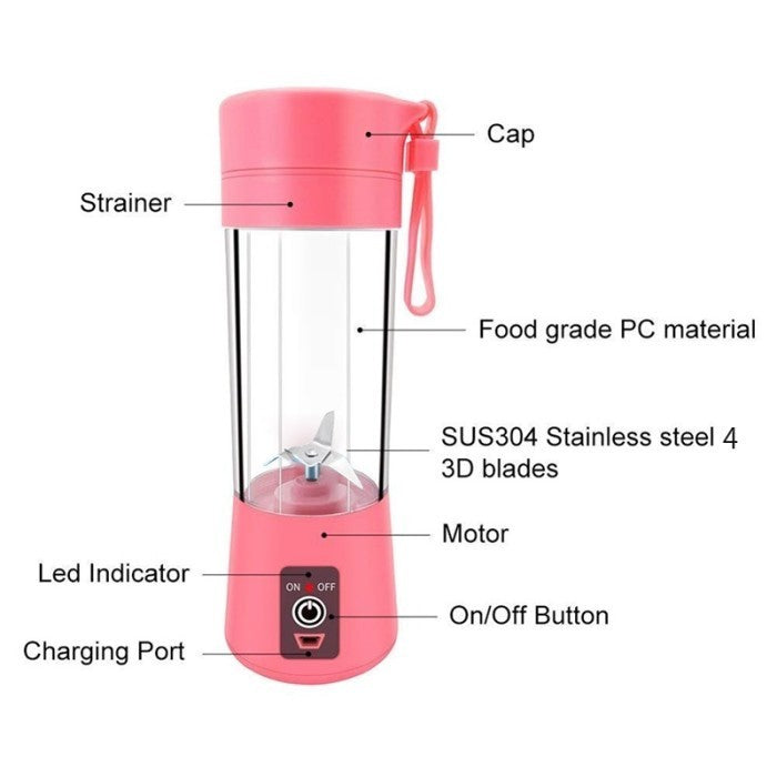 Juice Blender Portable Mini / Juicer Cup 6Mata Pisau Rechargeable / Alat Pembuat Minuman Jus Buah Sayur Elektrik tanpa Colok Listrik / Travel Bottle Size