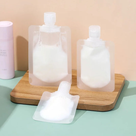 Botol Refill Transparan 30 50 100 ml / FlipTop Organizer Pouch / Kantong Plastik Mini Tutup Wadah Isi Ulang Sabun Cair Shampoo Conditioner Lotion Cream Kosmetik Gel Liquid Travel Bottle/ Tempat Penyimpanan Alat Make Up Mandi Anti Air Waterproof