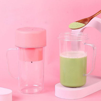 Blender Portable Mini Free Sedotan Silicone / Botol Alat Pembuat Minuman Jus Buah Sayur Elektrik Tanpa Colok Listrik / Juicer Cup 6 Mata Pisau Rechargeable / Gelas Gagang Penggiling Juice 340ml Praktis Travel Bottle Size Kantor Olahraga Kuliah Multifungsi