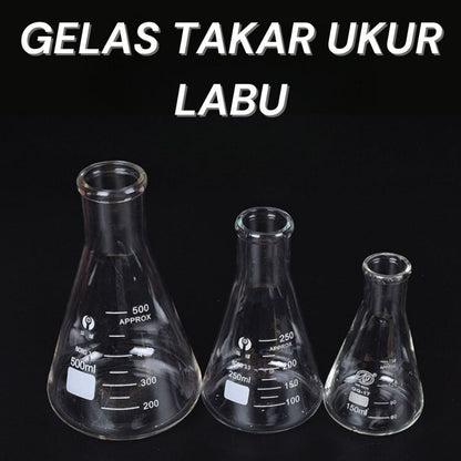 Gelas Ukur Erlenmeyer Model Labu Beaker Bahan Acrylic 250ml / Cup Takar Transparan Uji Cairan Kimia LAB Multifungsi