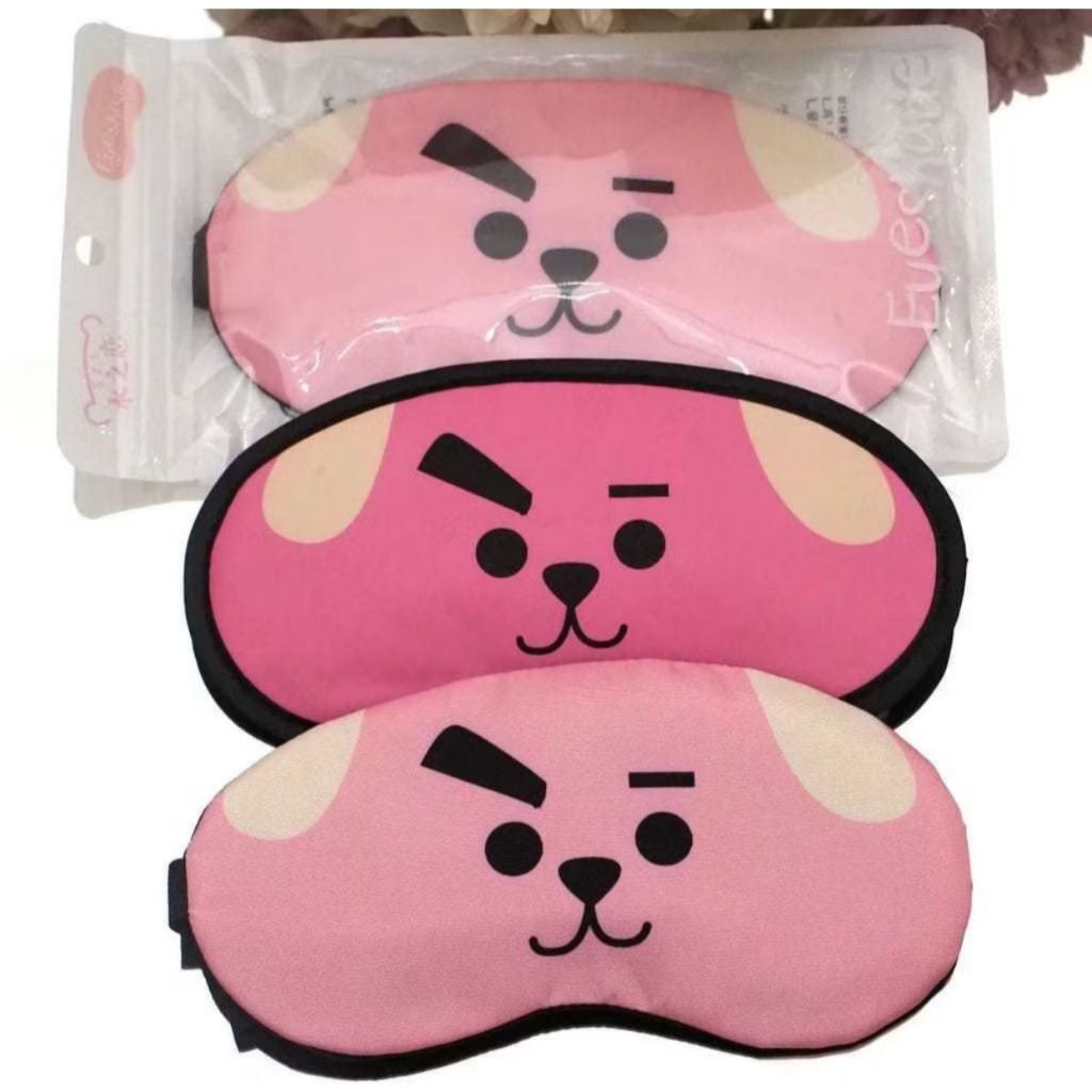 Penutup Mata Karakter Ekspresi / Sleeping Eye Mask / Masker Tutup Kantung Tidur Motif Boneka Lucu Bahan Halus Lembut / Eye Cover Cute Dengan Es Gel Pendingin Panas Rileksasi Untuk Travelling Pesawat Kereta Mobil Multifungsi