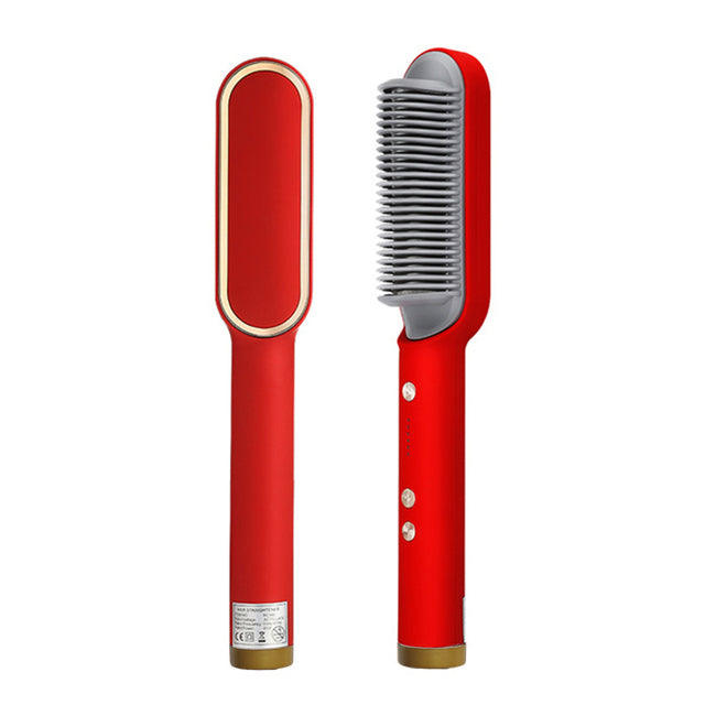 Sisir Catok Pelurus & Keriting Rambut 2in1 ION Tidak Merusak Rambut / Catokan Listrik Hair Brush Straightener Curler Comb Stylish Elektrik Travel Smoothing Rebonding Alat Peralatan Styling