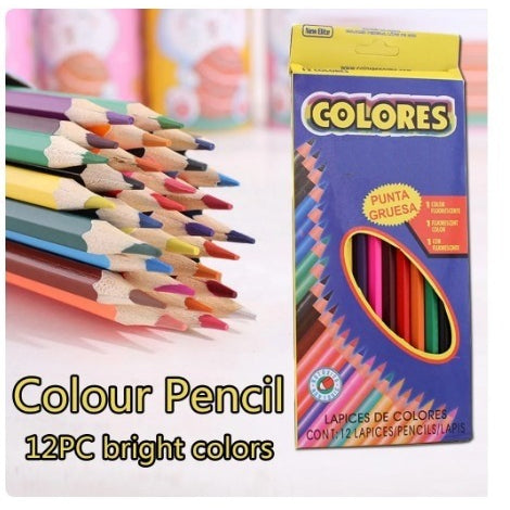 Pensil Warna Colores 12in1 PANJANG PENDEK Stationery Set Colour Pencil Color Drawing Tools / Peralatan Menggambar Mewarnai Isi 12Pcs Alat Seni Lukis / Perlengkapan Sekolah Hadiah Kado Ulang Tahun Edukasi Anak Playgroup Paud TK SD SMP SMA Bermain Belajar