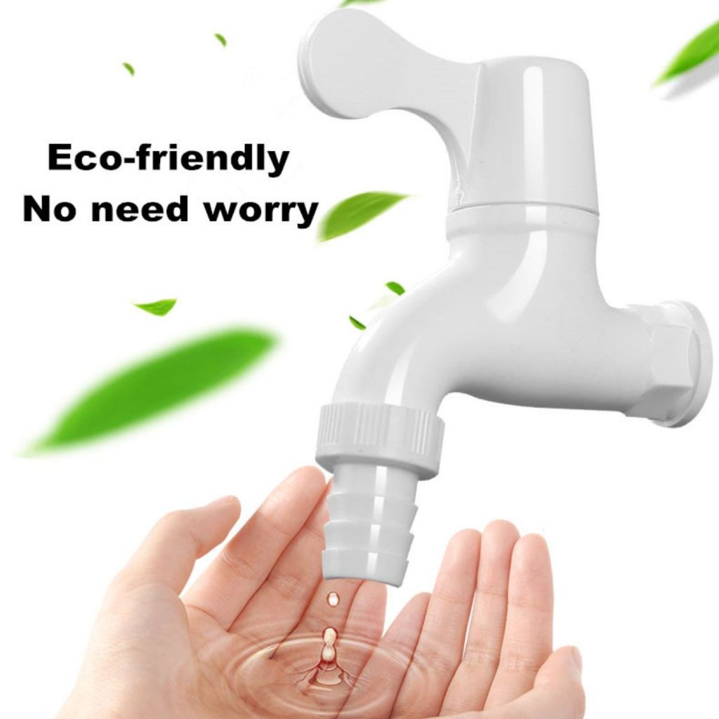 Kran Air Plastik PVC Model Engkol Tap Water Faucet Untuk Kamar Mandi Wastafel Toilet Taman Tempat Wudhu / Keran Tembok Bahan Berkualitas Anti Pecah Tahan Lama Ergonomis Multifungsi